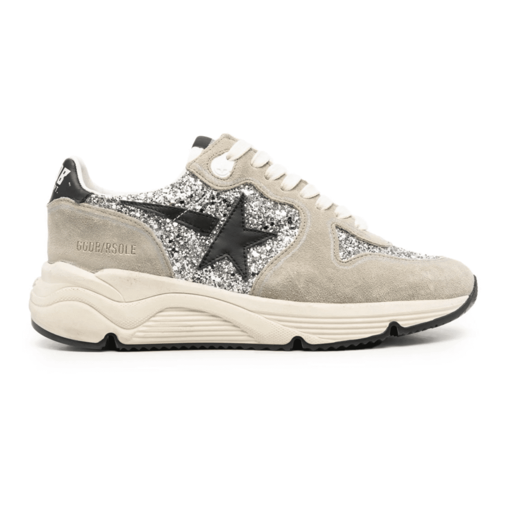 Golden Goose Womens Running Sole in glitter fabric and laminated details 1024x1024