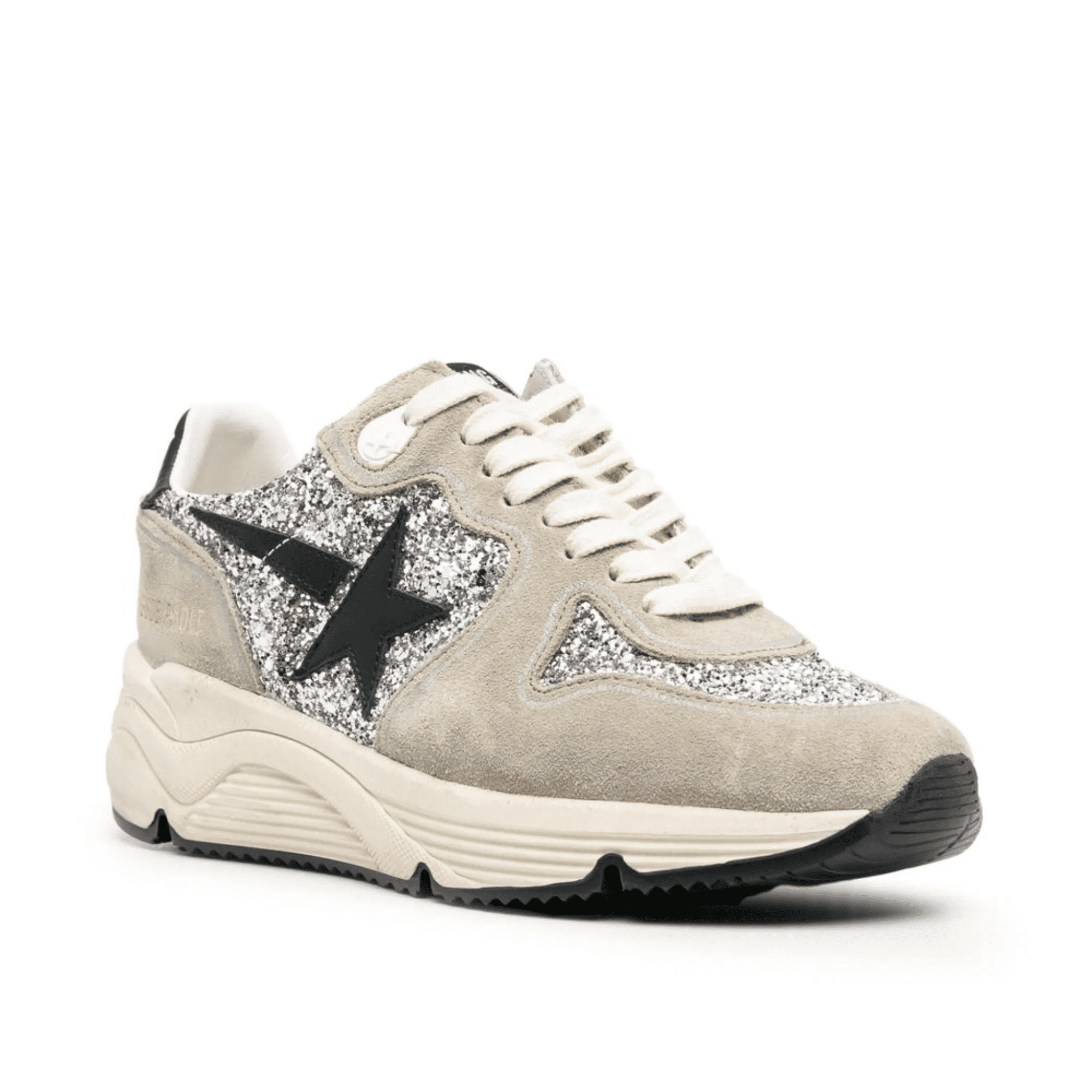 Golden Goose Womens Running Sole in glitter fabric and laminated details 1024x1024